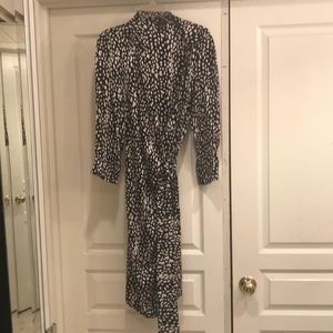 Pink Tartan brand black and white silk wrap dress